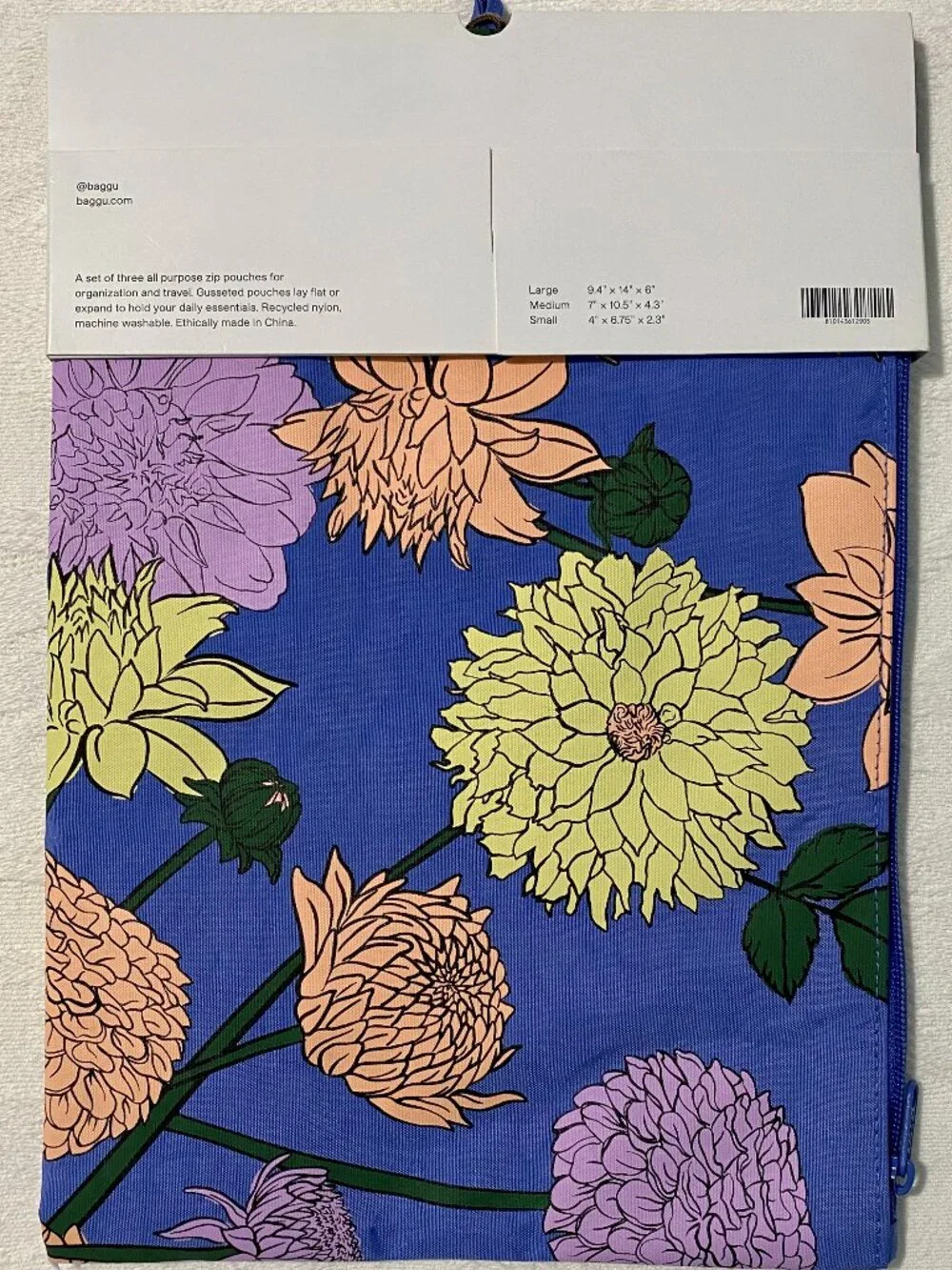 NWT Baggu Go Pouch Set Garden Flowers